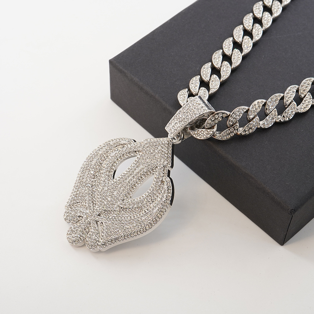 Europa y Estados Unidos personalidad hip hop joyería de hombre marca de moda OBLOCK colgante de letras inglesas collares de cadena de diamantes cubanos