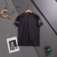 Niaojia アイスシルクランニングスポーツ半袖 Tシャツメンズ 2025 夏スタンドカラーハーフジップフィットネス服弾性速乾性服