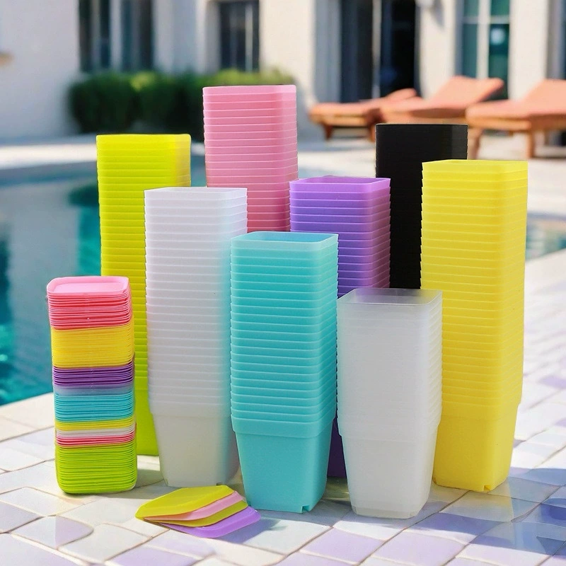 Мясистые маленькие черные квадратные горшки для рассады утолщенные конфеты цветной прямоугольный горшок пластиковый цветочный горшок столешница оптом мясистые горшки