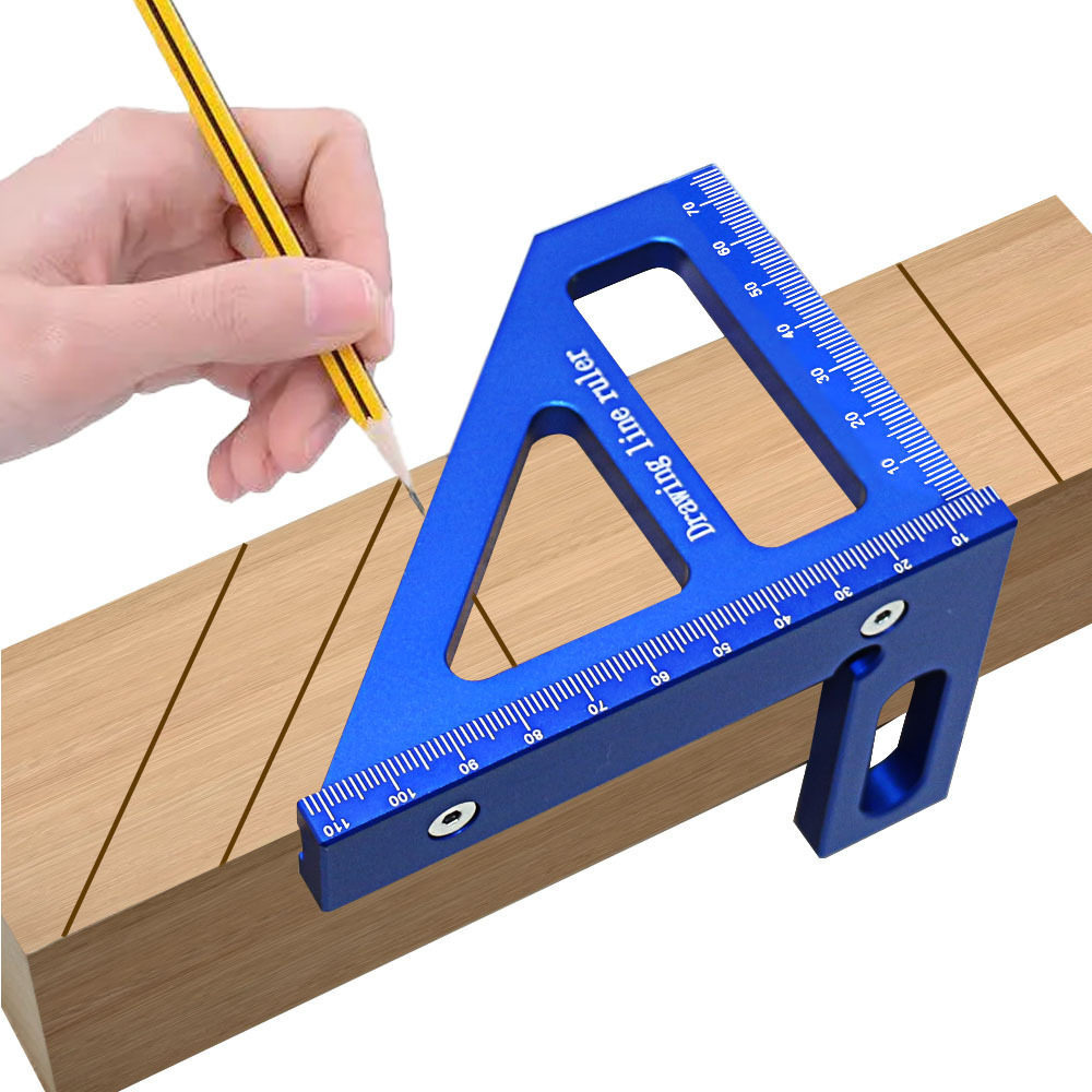 Regla de calibración de carpintería métrica-británica, ángulo recto, ángulo triangular, calibrador de ángulo, regla de aleación de aluminio