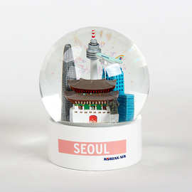 创意韩国首尔机场博物馆文创建筑树脂水晶球雪花球企业礼品定制