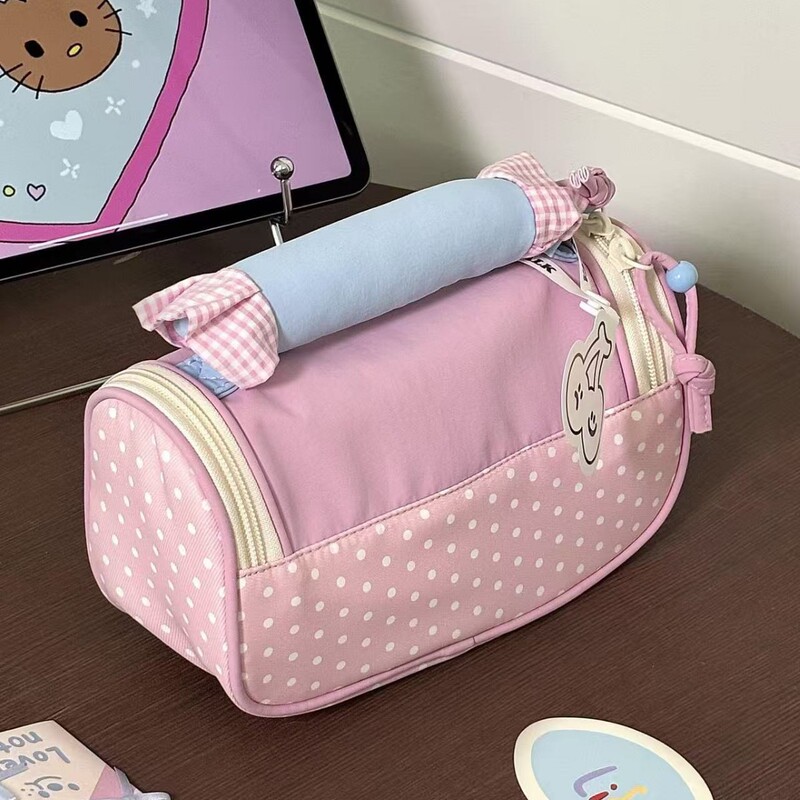 马卡龙色系化妆包ins风高颜值少女心手提收纳袋女学生文具收纳包|undefined