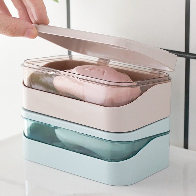 Caja de jabón titular de la luz del hogar de lujo de doble capa de drenaje con agujeros creativo inodoro baño caja de almacenamiento de jabón de viaje