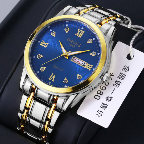 Fully automatic movement watch men's calendar luminous waterproof ultra-thin non-mechanical watch stainless steel domestic watch men