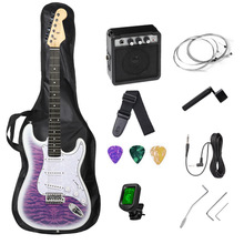 工厂电吉他定制logo代发新手ST型水纹紫色入门级专业电子乐器批发