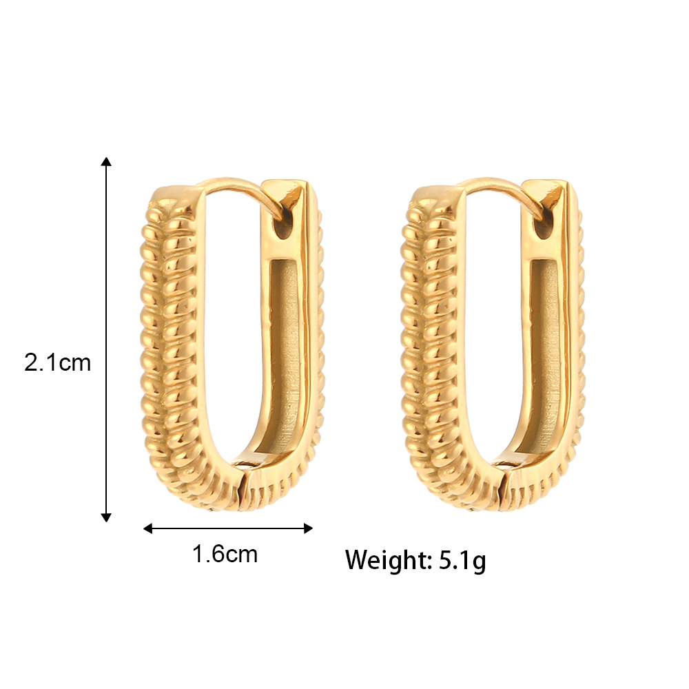 Ear Hoop Jewelry Women's Stainless Steel Rectangular Ear Clip