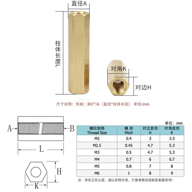 Двухпроходная Шестигранная медная колонна с двойной головкой изоляционная колонна гайка Колонка M2M3M4M5M6 двухпроходной винт шасси Шестигранная опорная колонна