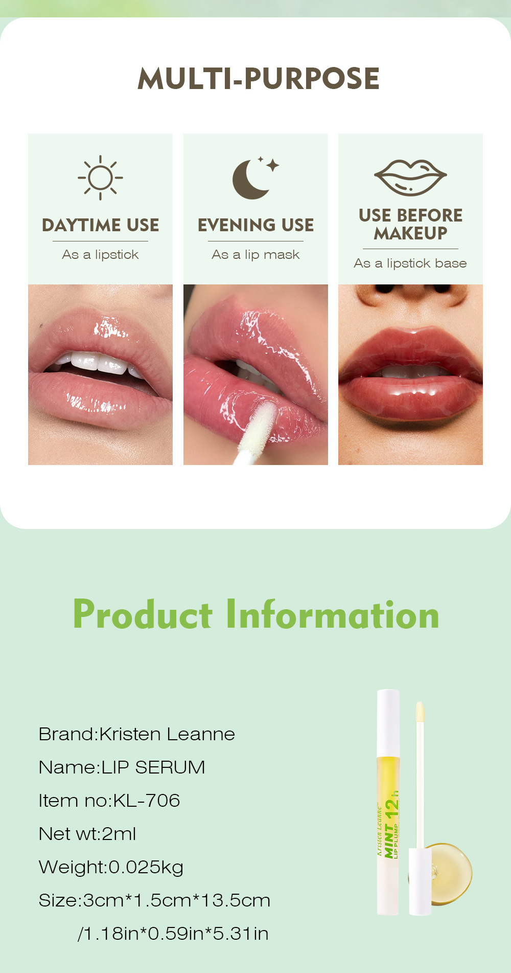 Aceite labial de larga duración Black Technology de KRISTEN LEANNE con efecto refrescante y transparencia de menta Duddy Lips_voghion.com