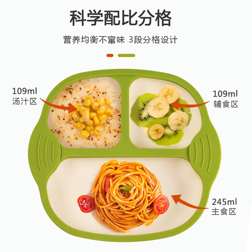 Amazon's new baby silicone dinner plate, children's dinner plate, compartmented baby food bowl, food-grade integrated suction cup