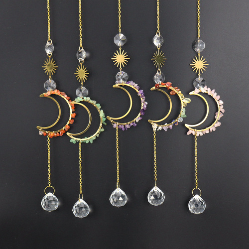 Tiktok Live Sun Catcher Moon Sun Crystal Pendant Lighting Pendant Decorative Chandelier Accessories T04