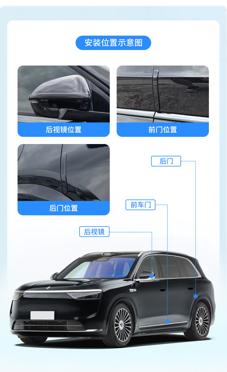 Suitable for Aito M8 Special Car Rearview Mirror Anti-Collision Strip, Original Car Color Exterior Modification, Anti-Scratch and Anti-Scuff Protective Accessories