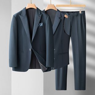 Spring and summer thin plus size men's fashion barge collar suit three-piece suit business casual men's suit jacket