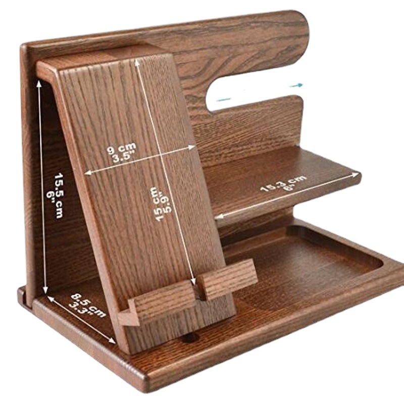 Llavero de madera soporte de la cartera reloj de los hombres regalo especial cumpleaños mesita de noche tableta billetera de almacenamiento