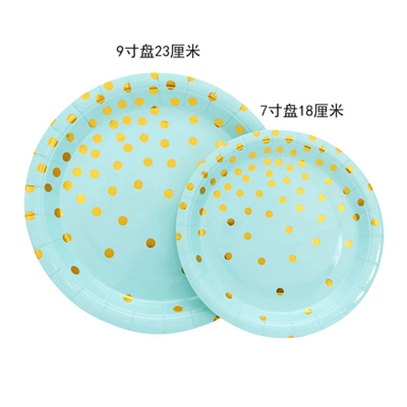 25 블루 골드 7 인치 종이 접시