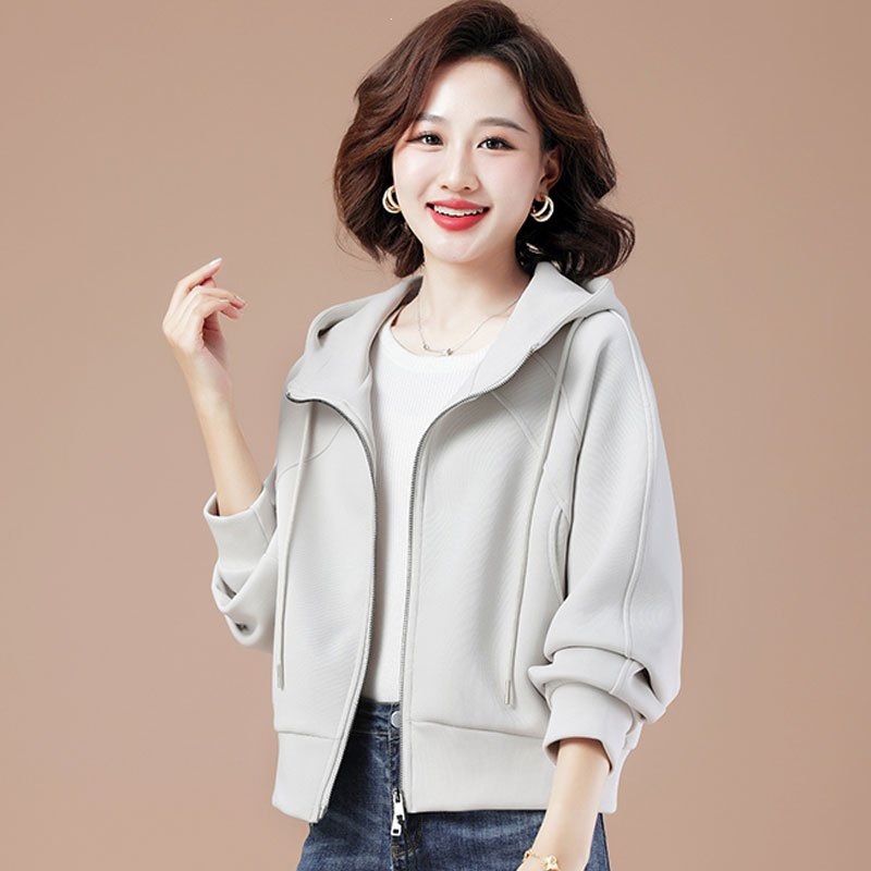 春秋连帽开衫卫衣女2026新款休闲百搭洋气减龄拉链短款外套女上衣