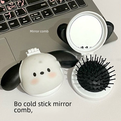 新款帕恰狗隨身便攜迷你氣墊梳摺疊氣囊梳按摩梳鏡子一體