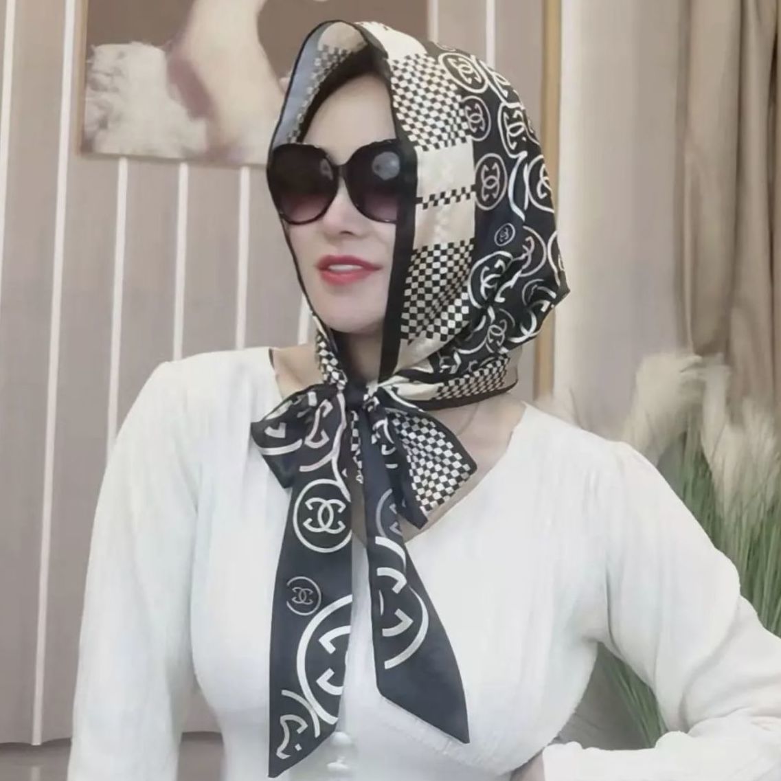 Spring and summer new windproof sunscreen Hood scarf hat scarf fashion versatile breathable printed Baotou hat Net popular explosions