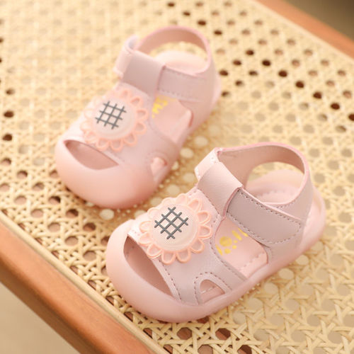 夏季新款包头宝宝凉鞋0-2岁1女宝宝公主学步鞋小童软底婴儿凉鞋
