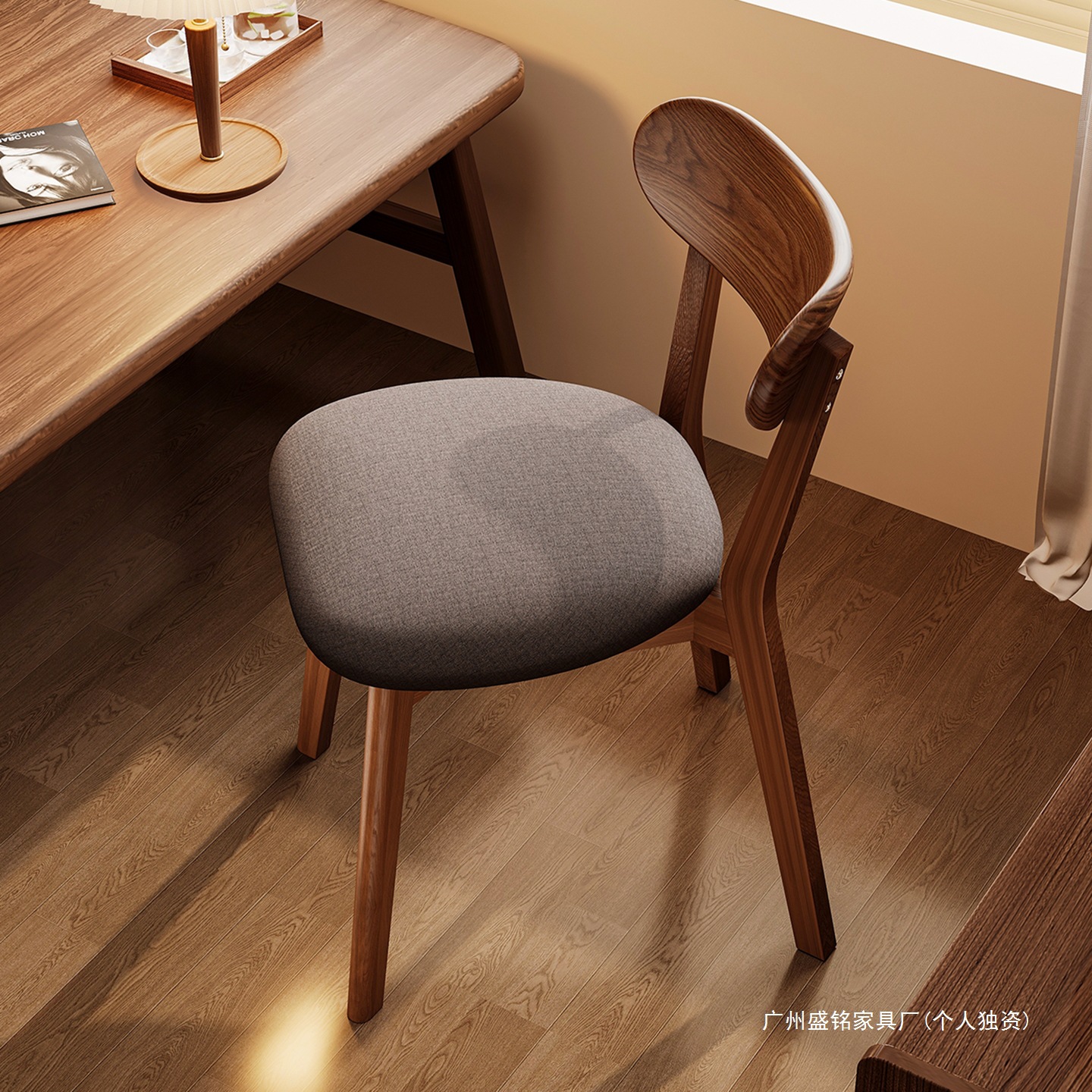 Solid Wood Dining Chair Home Restaurant Dining Table Chair 2025 New Soft Bag Back Chair Wood Mid-Century Style Dining Stool