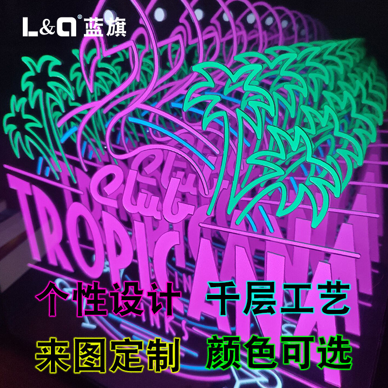 网红ins风个性彩色发光led千层镜深渊镜延伸镜魔镜镜面广告牌灯箱