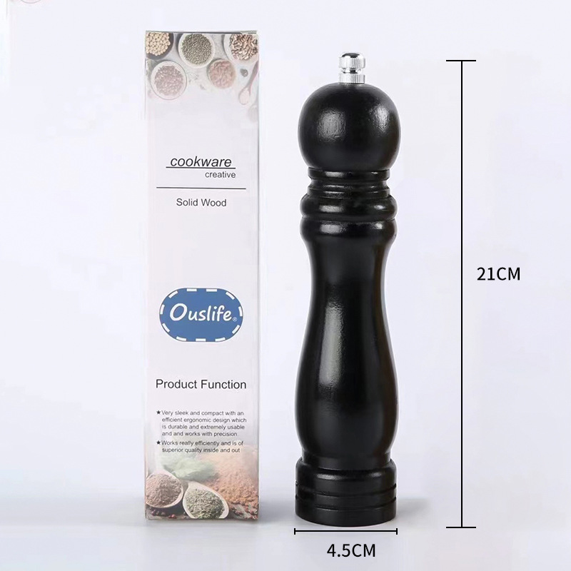 Molinillo de madera de madera real multifunción manual molinillo de pimienta negra molino de especias botella de condimento de cocina