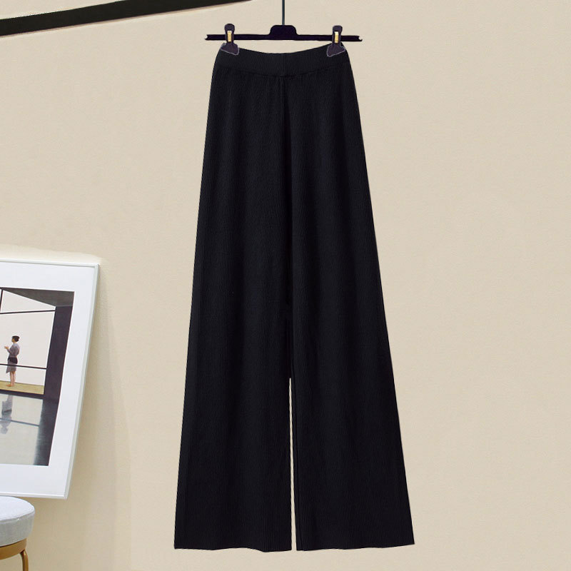 冬服、新しいスタイルの綿のベスト、タートルネックセーター、女性のスリムなワイドレッグパンツの3点セット|undefined