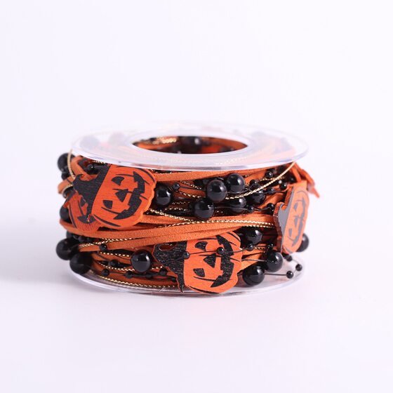 Cross-border Halloween Packaging Ribbon Orange Pumpkin Decorative Belt Handmade Creative Ribbon Holiday Arrangement Gift Box Ribbon