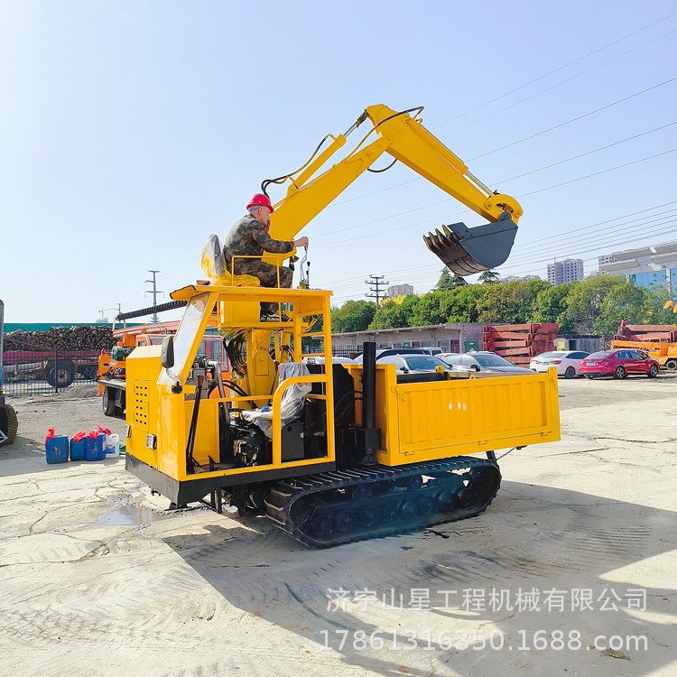 复杂路况运输履带车 加挖斗的自卸车 履带随车挖运输车