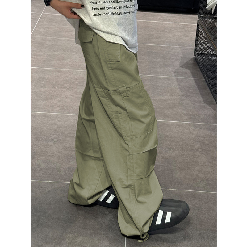 美式街头复古抽绳hiphop工装裤潮流宽松阔腿直筒休闲长裤男