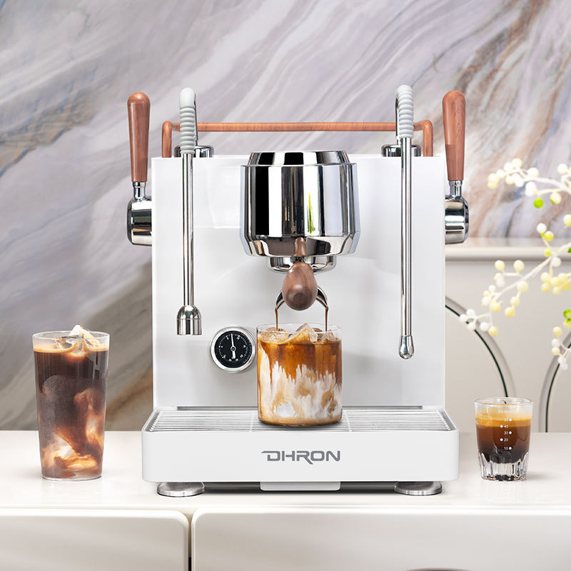 Dhron Dolphin 7107Pro Italian Semi-Automatic Coffee Machine for Small Businesses with 3-Hole Steam Milk Tea Shop