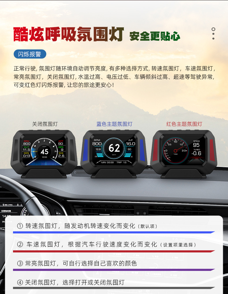Cross-Border New Product Car Hud Head-Up Display Car Obd Universal High-Definition Portable Driving Computer Display