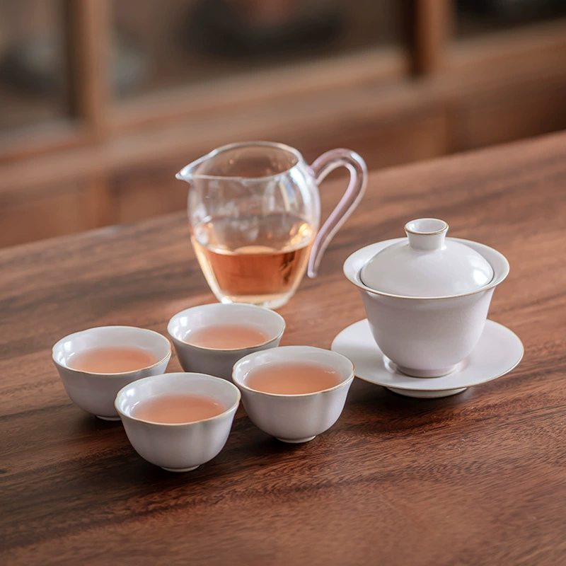 云隐造物 Fuchsia glass tea set, gift box
