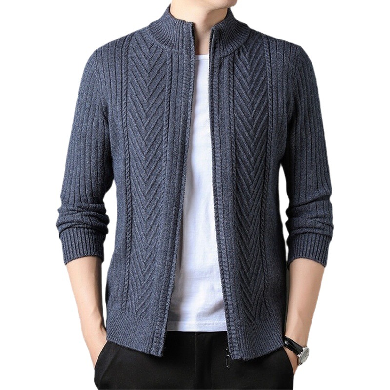 Nuevo suéter cárdigan informal de invierno 2023 para hombre, de manga larga, estilo ejecutivo, con cuello alto, tejido de punto para hombre