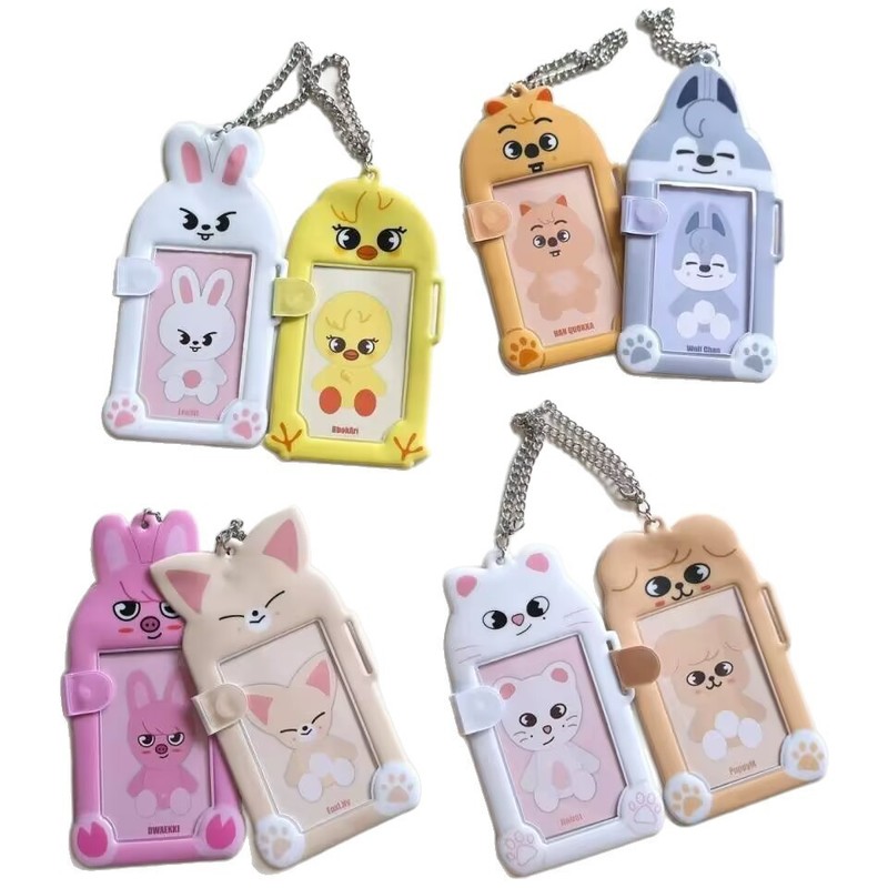 skzoo デイリーウィークリー Doudou アイ磁気カードホルダー Li Longfu 手をつなぐ動物プラスチック PVC ID カードホルダーフォトカード収集|undefined