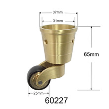 现货供应 家具用铜脚轮，圆杯纯铜脚轮，仿古家具推车餐车万向铜