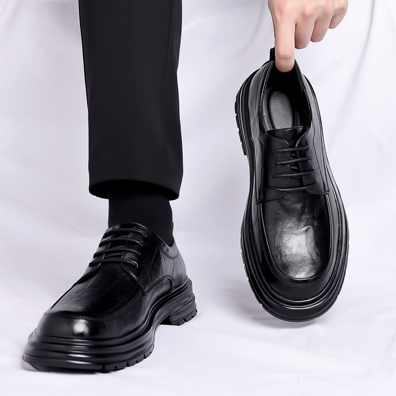 48 Large Size Round Toe Men's Derby Leather Shoes Black Work Business Casual Formal Shoes Wedding Groom Men's Shoes 47