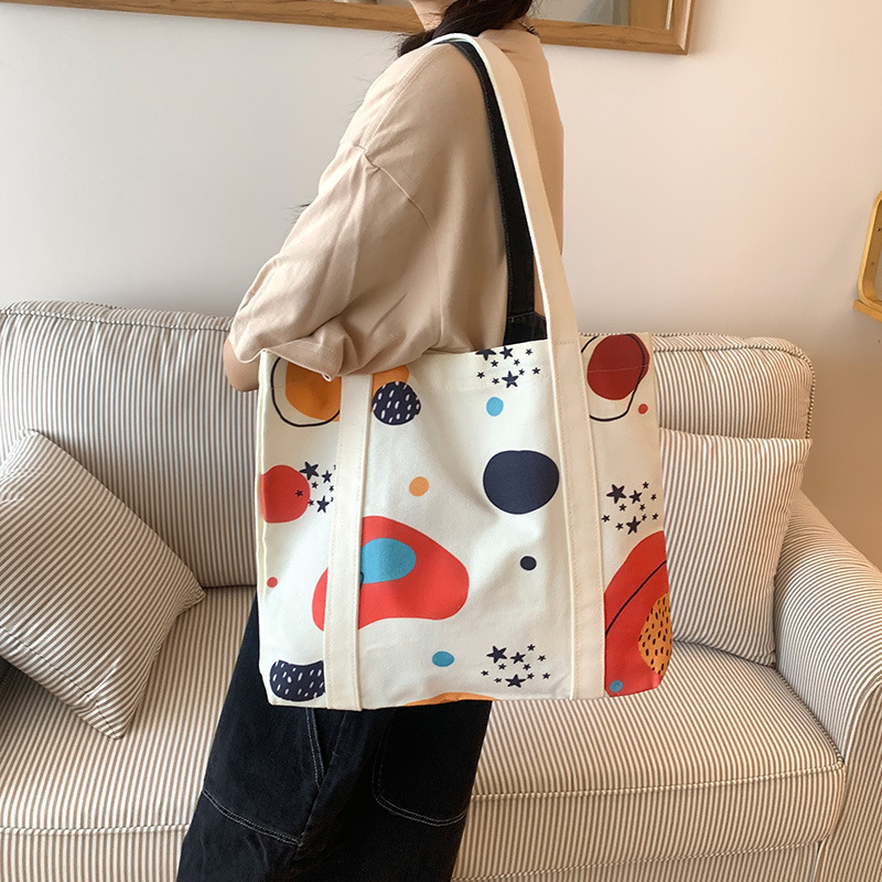 Canvas Bag Women's Large-Capacity Shoulder Bag Portable Simple Fashion Armpit Bag Student Tutoring Bag Dropshipping