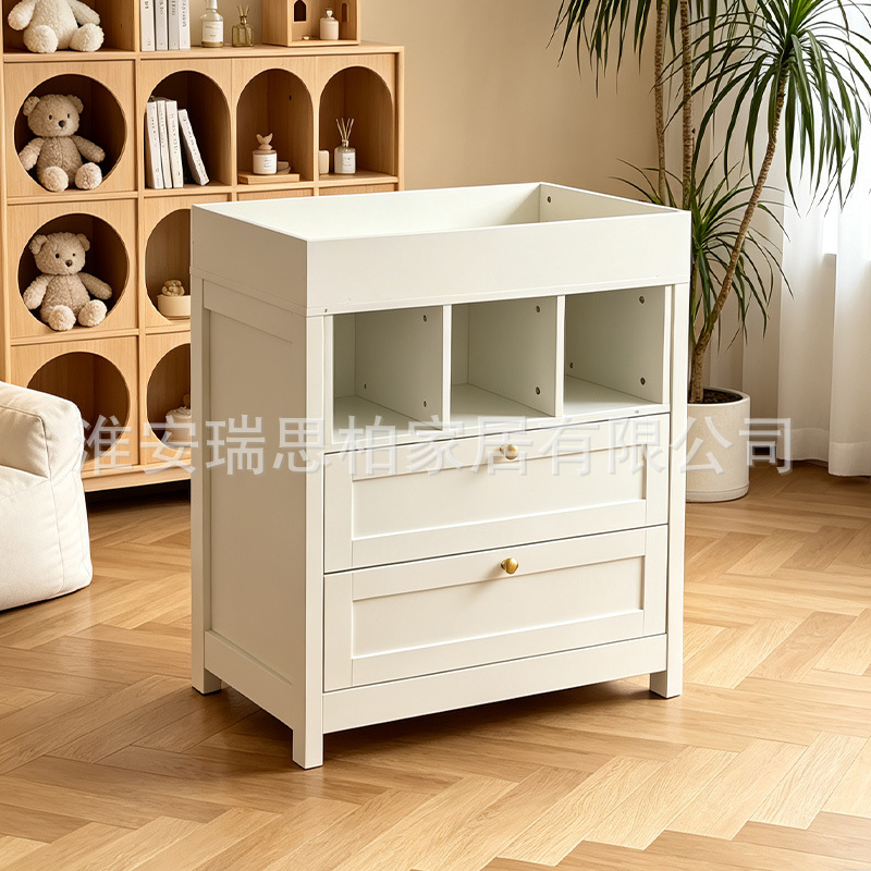 Solid wood baby changing table, newborn baby care table, multifunctional storage cabinet for bedroom and living room, direct from the factory