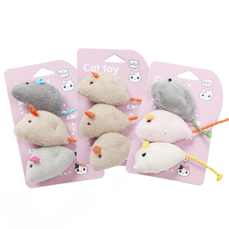 Cat Toy Small Mouse Simulation Plush Catnip Self-Entertainment Boredom-Relief Set of Three for Pet Cats