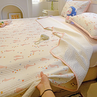 New Cartoon Cotton Quilted Xinjiang Cotton Bed Cover Three-Piece Set Small Fresh Pure Cotton Thickened Bed Sheetss Wholesale Dropshipping