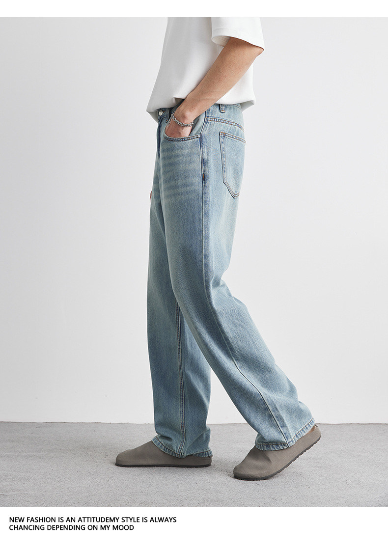 Quần jeans ống đứng nam dáng suông chất liệu Lyocell Tencel mỏng nhẹ mùa hè — Màu xanh lam nhạt chi tiết 19