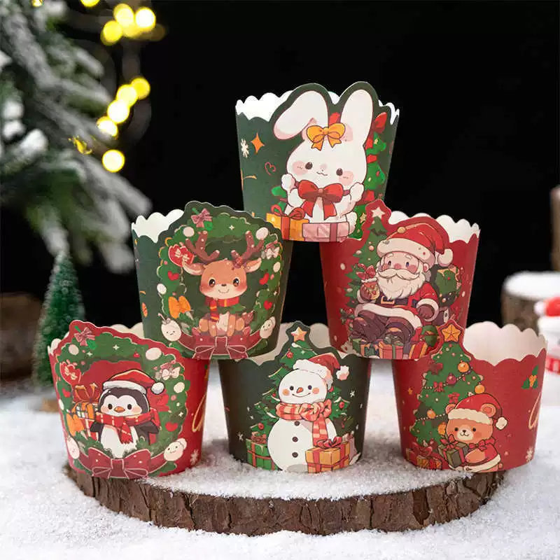 Copyright Новый рождественский кекс Десерт бумажный тост Марфин чашка с выпечкой Высокая температура печь рождественская подарочная коробка