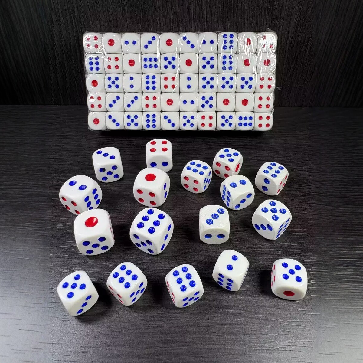 12mm Red and Blue Dot Dice Ktv Bar Game Party Plastic Dice Disposable Entertainment Props Acrylic Six