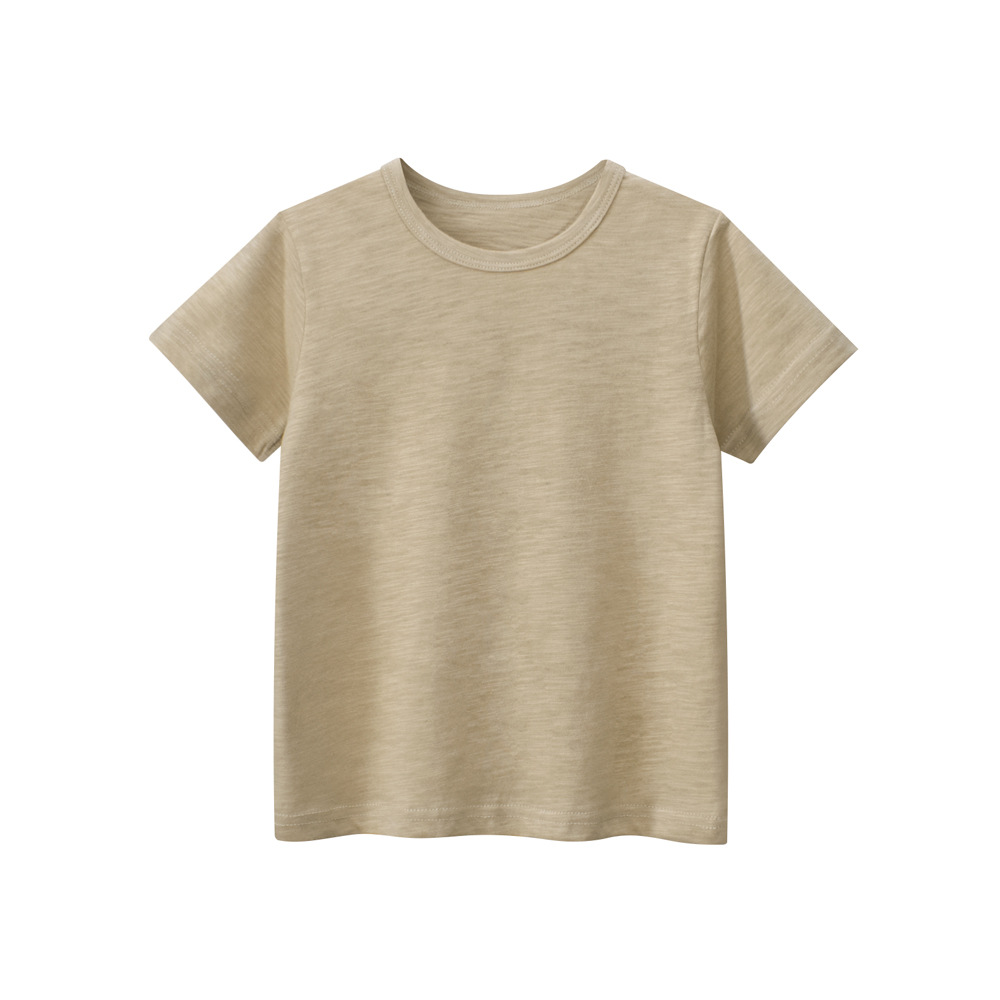 27 niños transfronterizos ropa para niños de primera mano suministro de verano Camiseta de manga corta para niños ropa de niños de bambú color sólido al por mayor