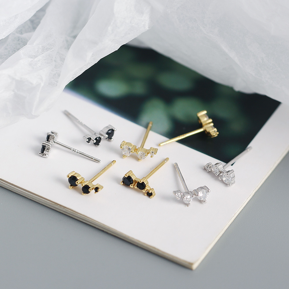Rhinestones Inlay Material Ear Studs Classification 1 Pair Silver Rhinestones Geometric Ear Studs