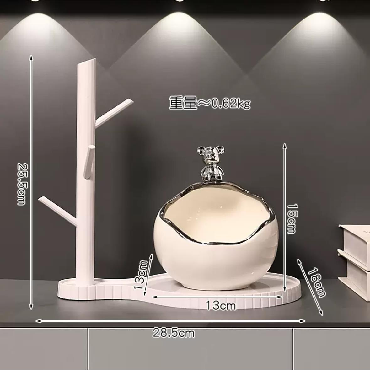 Storage bowl silver + storage rack