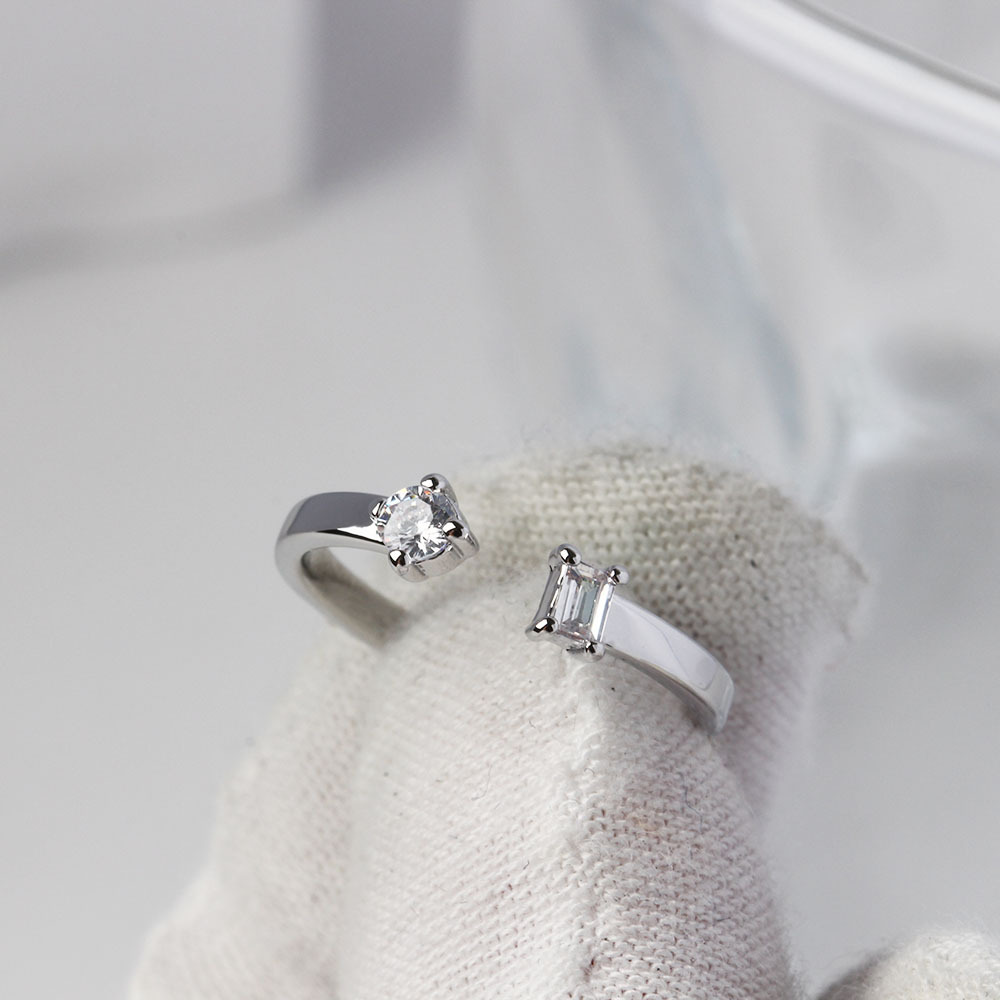 Fashion Simple Style Geometric Copper Plating Zircon Rings