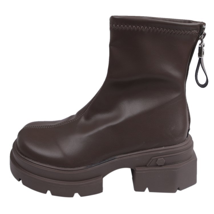 British Style Thick Heeled Short Boots for Women in Autumn 2023 Small and Thick Bottomed Versatile Back Zippered Short Leg Martin Boots_voghion.com