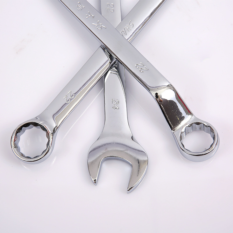 Mirror-polished plum-shaped open-end combination wrench set, open-end plum wrench, open plum wrench