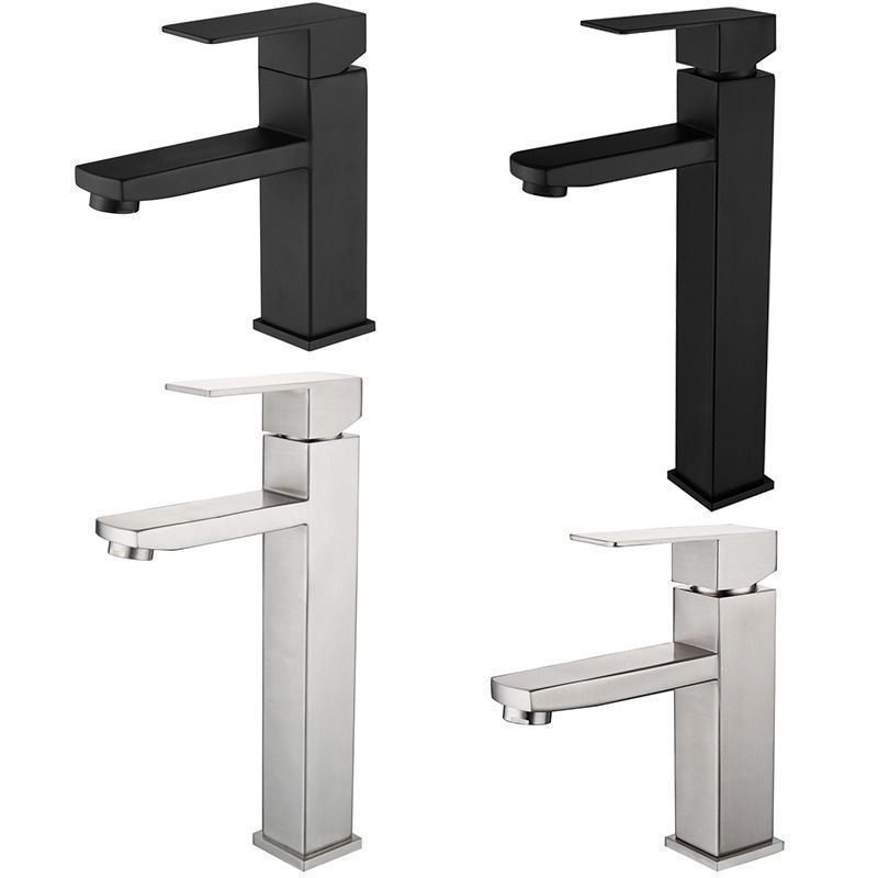 304 lavabo cuadrado negro de acero inoxidable grifo de agua fría y caliente baño doméstico gabinete de baño grifo fabricante al por mayor